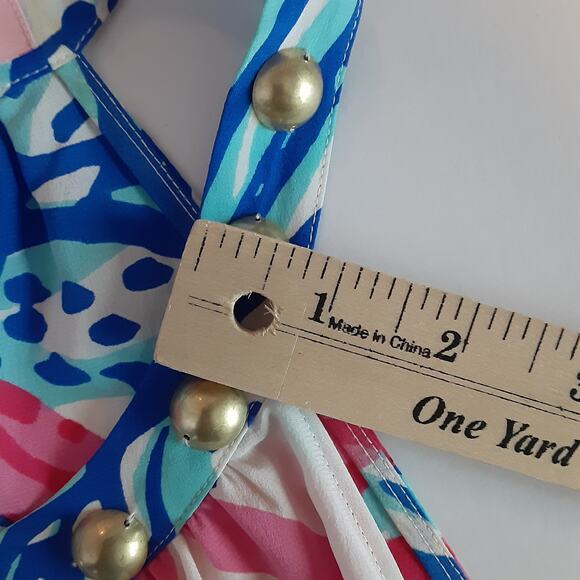 Lilly Pulitzer Rogan Top She Shells 100% Silk Blouse Womens M Starfish Preppy - Picture 10 of 10